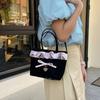 Square Bow Handbag Lace Sweet Crossbody Bag Rural Style Lattice Handbag  Gifts