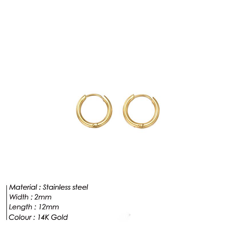 Pendientes de Aro de Acero Inoxidable Chapados en Oro de 14K - Superficie Lisa, Conservan el Color, Diseño Sencillo