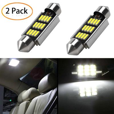 2Pcs 39mm LED Light 600K SMD Car Dome Double-Tip Reading Lamp Roof Bulb