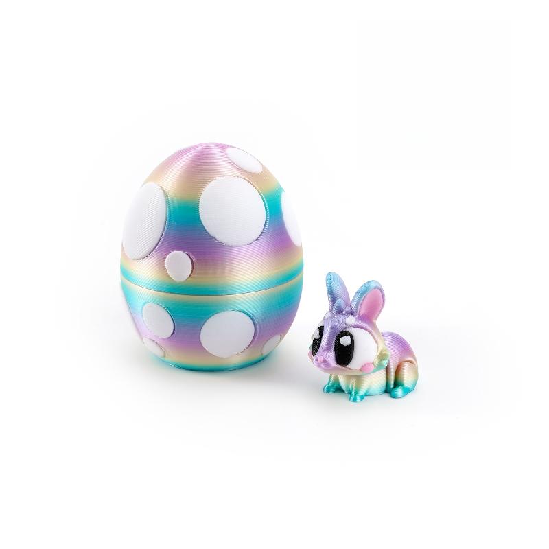 

3D Printed Rabbit Egg Toy Easter Animal Model Decoration Colorful Ornament for Party Favor Kid Gift