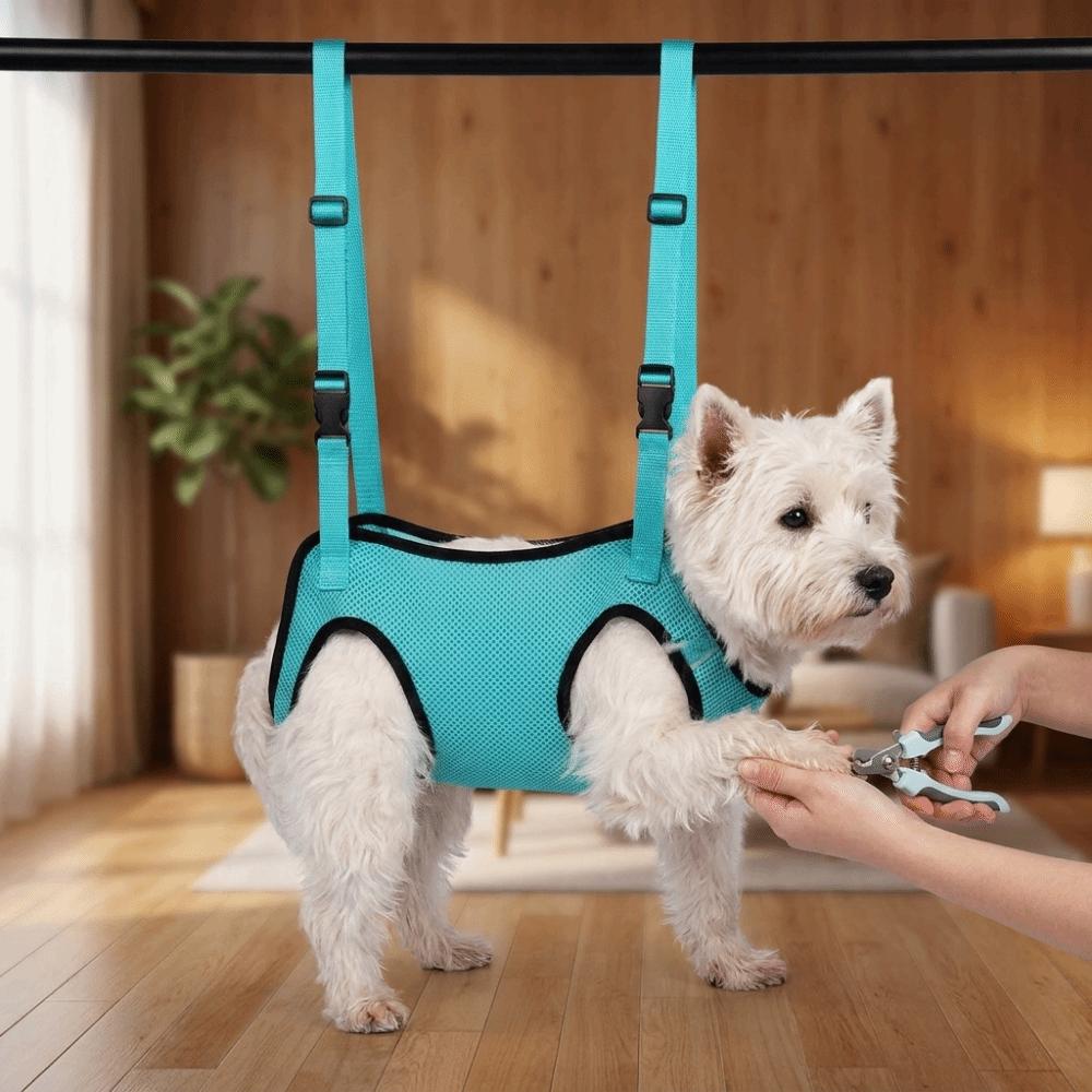Breathable Mesh Pet Nail Trimming Hammock Elasticity Dog Trimming Restraint Bag  Bathing Assistance