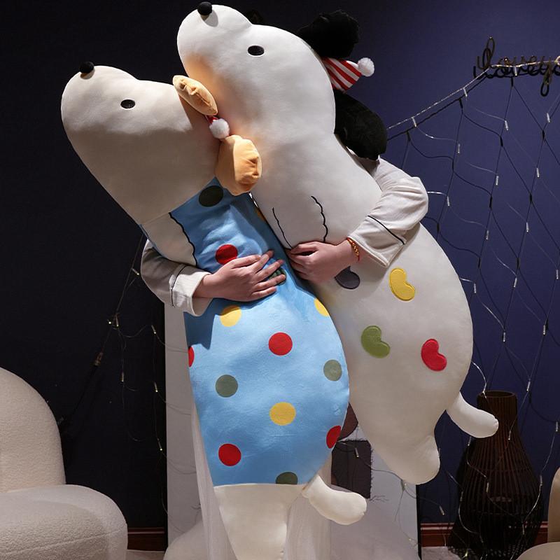 Long Dog Shaped Pillow Cute Animal Plush Bolster For Girls Bed Rest Lounge