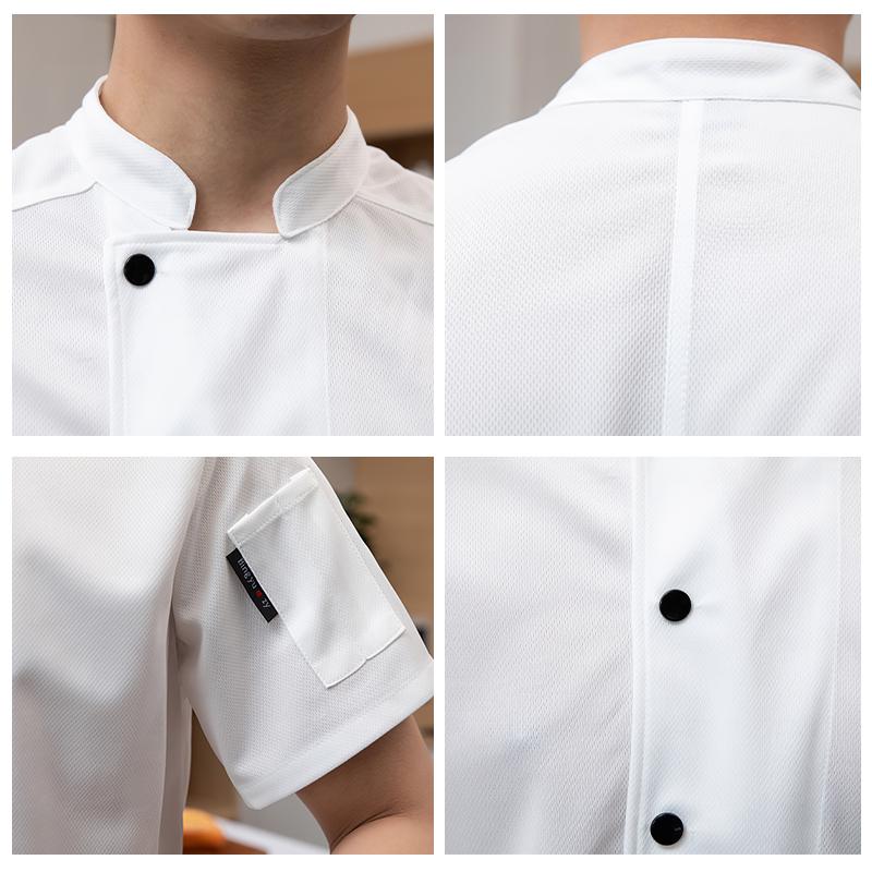 Catering-Küche Kochjacke Elastisch Schnelltrocknend Kochuniform Atmungsaktives Netz Overalls Lebensmittelkleidung Bäckerei Café Arbeitshemd