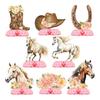 Pink Honeycomb Horse Centerpieces Set, 8 Piece Girl Birthday Table Decorations with Florals Horse, Horseshoes and Boot Pattern for Dessert Table