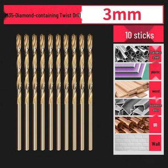 Cobalt-Enhanced Extended Length Twist Drill Bit Set - Super Hard Stainless Steel Alloy, 4.2mm.