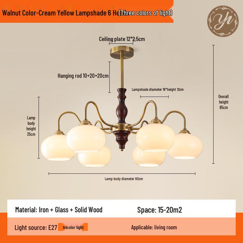 Wabi-Sabi Vintage Persimmon Pendant Light - Retro Solid Wood Eye-Protecting Fixture for Living Room, Study, Bedroom