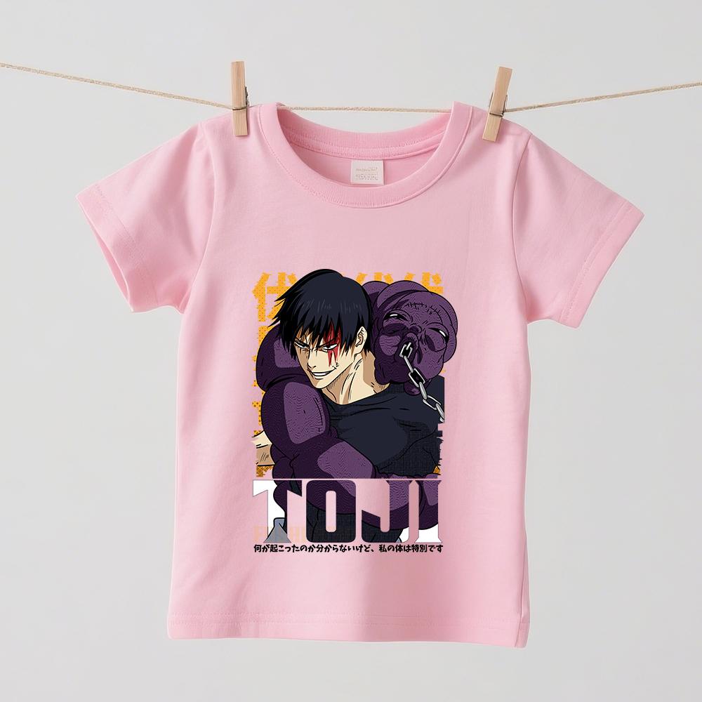 Jujutsu Kaisen Toji Anime Print Boys Girls Cotton T Shirt Kids Short Sleeve Top Casual Soft Children Clothes