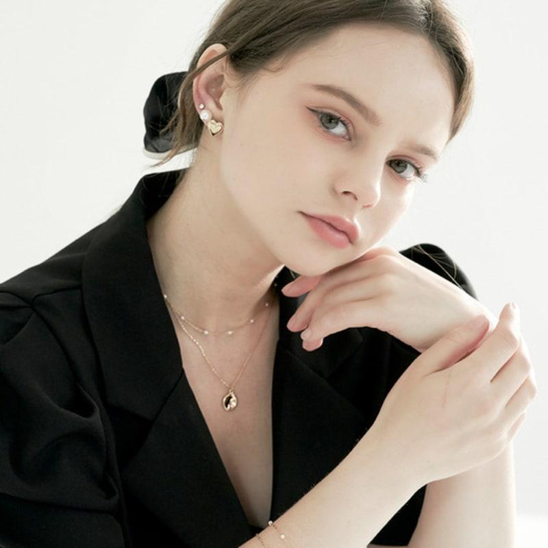 BESTY Lina Set - [925 Silver] Concave Circle Necklace