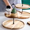 Snack Plate with Handle Removable Wooden Double Triple Layers Cake Stand Tea Party Supplies