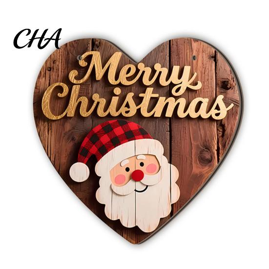 Decorative Hanging Plaque for Porch Christmas Wooden Pendant, Reindeer/Santa Claus/Gnome Pattern Sign, Welcome Sign with Natural Pine Door Hanger Hemp