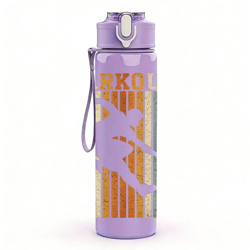 1PC Parkour Athlete Silhouette Print 750ml Color Plastic Sports Water Bottle Leakproof Flip Straw Lid Suitable for Sports Office Home Use