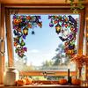 Halloween Window Clings 2Pcs Corner Static Clings, Floral Pumpkin Bat Black Reusable Stickers Cat PVC Glass Stickers, Decals for Holiday Decor