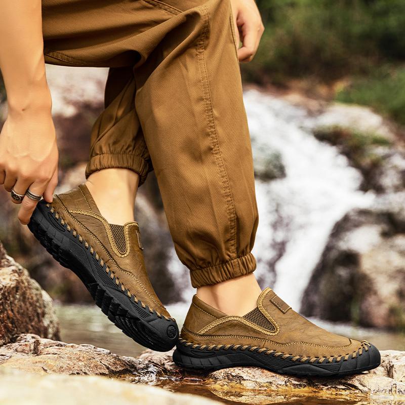 Ręcznie robione męskie buty codzienne wygodne i oddychające mokasyny męskie buty na zewnątrz płaskie buty