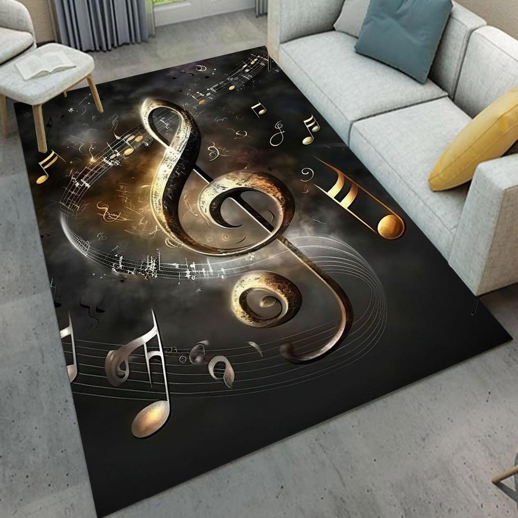 Oversized Music Notes Mat, Non-Slip Plush Rug with Treble Clef Design for Living Room Bedroom Game Room Decor