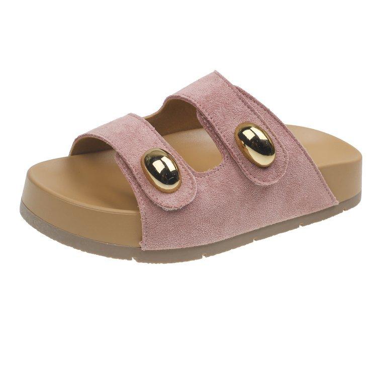 Cool slippers women's summer wear new retro muffin thick-bottomed one-word beach slippers
