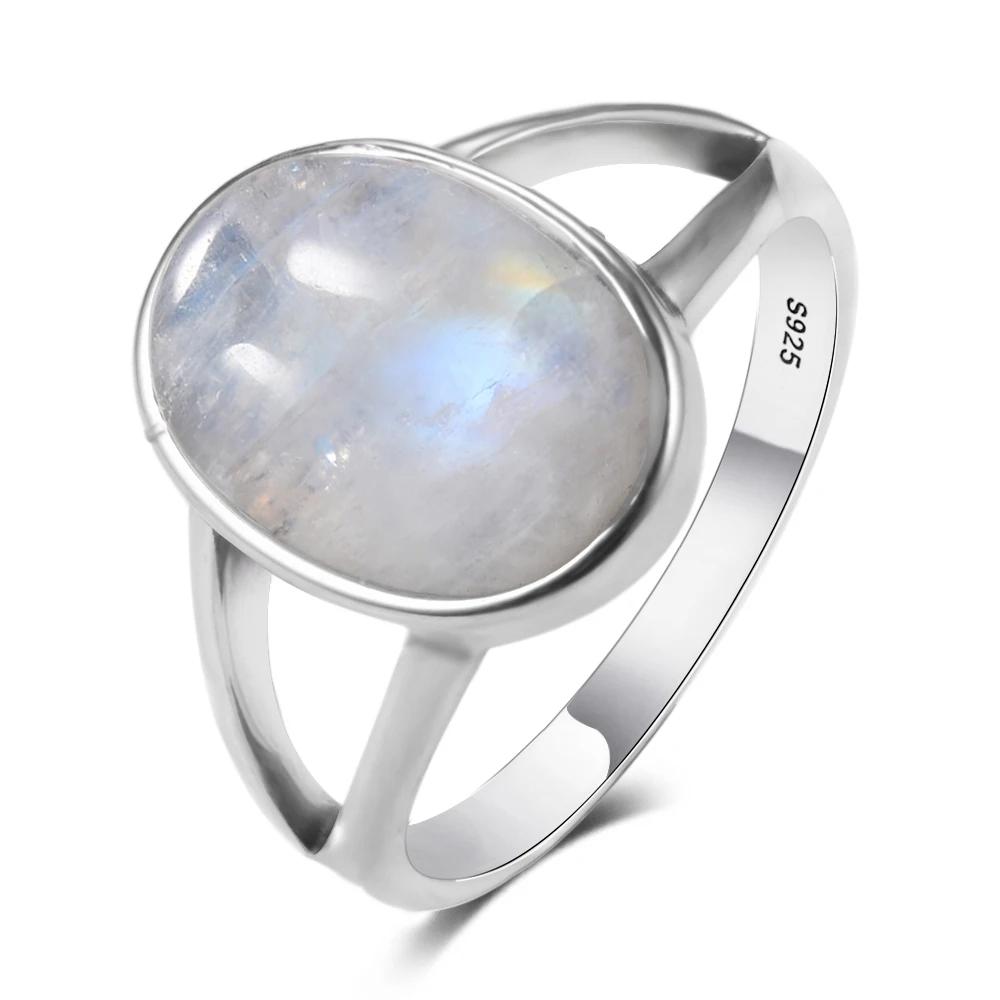 S925 Silver Ring Natural Moonstone Jewelry Rings Gemstone Vintage Jewelry for Women Men Girls Gift Luxury