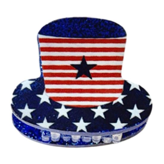 

Hair Pin 4th of July USA Flag Pattern Red Blue White Striped Print Anti-Slip Design Hairpin Star Heart Tops Hat Shape Hair Clip Hair Accessory D