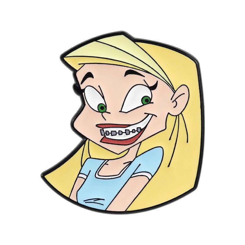 

Goofy American Cartoon Braces Girl Enamel Pin Panicked Ear Covering Brooches Lapel Badge Accessories Jewelry Gifts For Friend