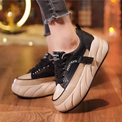 Scarpe Sportive con Suola Spessa 2025 per Donna Moda Piattaforma Aumenta Sneakers Femminili con Lacci Casual Stile Britannico Scarpe Vulcanizzate