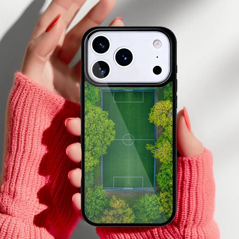 Football Field Green Phone Case for iPhone 17 16 15 14 13 Pro Max Back Cover for 12 11 Pro Coque