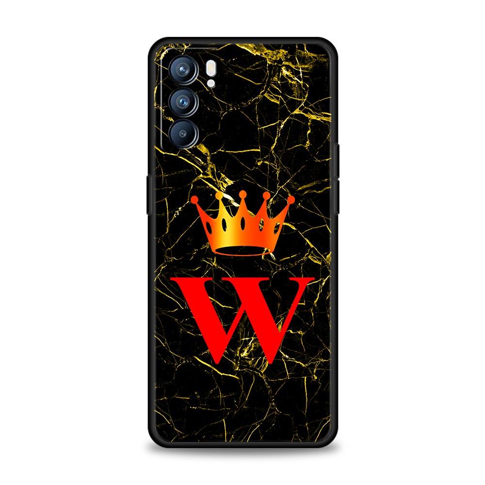 Marble Letter Phone Case For Oppo A17 A31 A54 A57 A78 A79 A98 Find X5 X6 Reno 6 7 8 10 11 12 13 F Pro 5G Soft TPU Cover Fundas