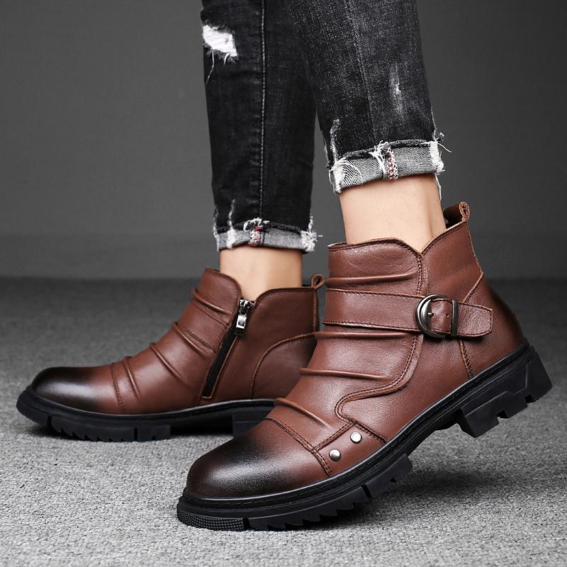 Британский стиль 2024Новинка Мужские прогулочные ботинки из натуральной кожи — фото 4