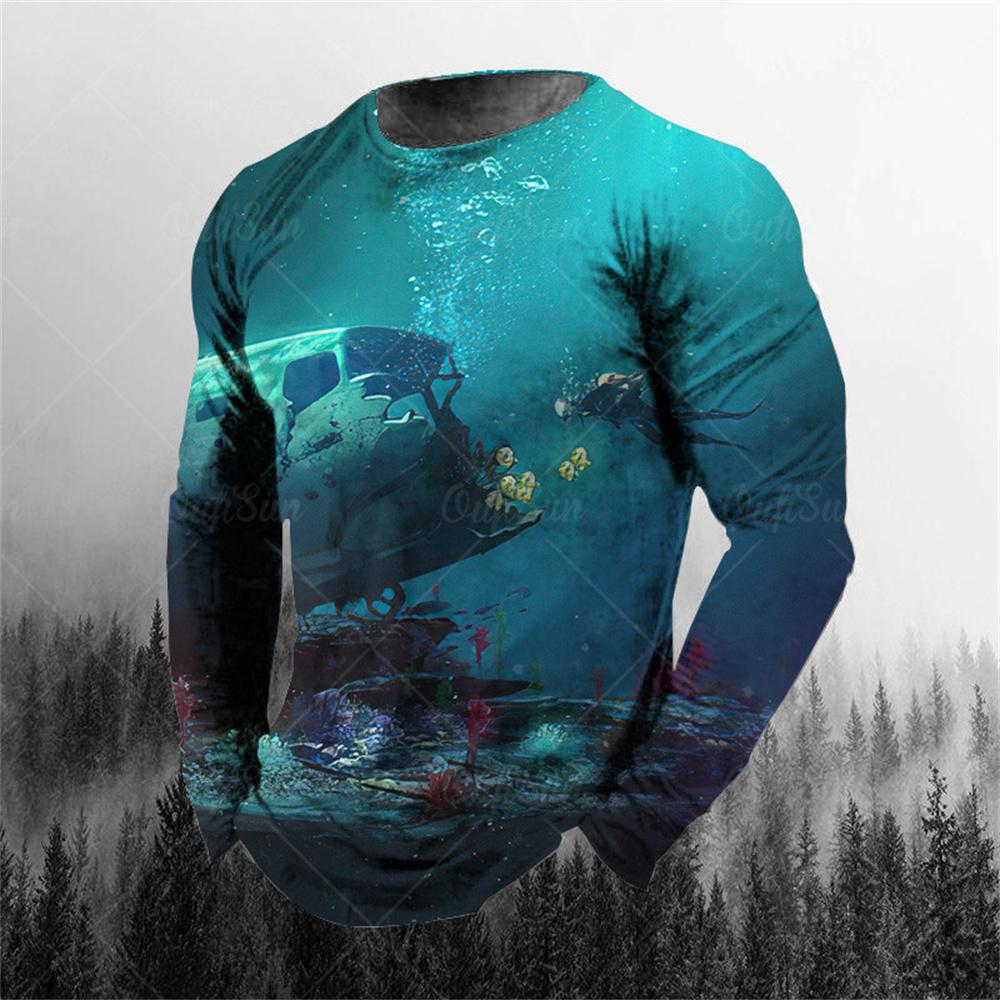 Vintage Genie Ghost 3D Print Sommar T-shirt med rund hals för män Casual långärmad T-shirt Oversize tröja Mode Herrkläder