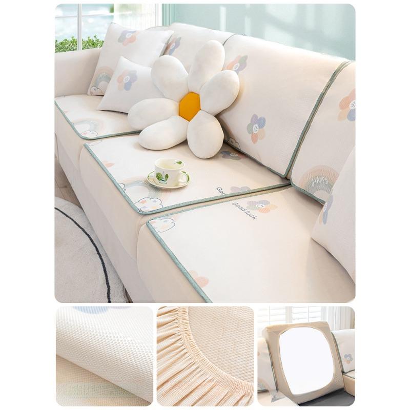 Sofa Cat Ice Mat Anti-Slip Mat Sofa Cushion Hair Cover Full Sofa Slipcover Rattan Leather Sofa Cover Bag Non-Slip Universal