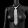 Silver Punk Neck Tie Adjustable Length Knot Free Necktie Crystal Necktie  Stage Costume Design