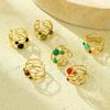 GEMCHIC Damen 18 Karat Vergoldeter Edelstahl Naturstein Offener Ring