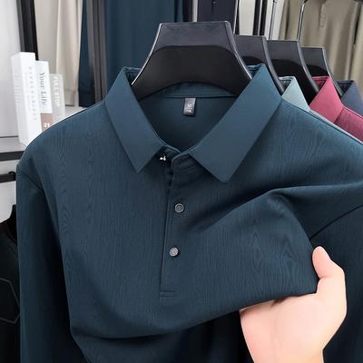 2025 Latest Men'S Long Sleeve T-Shirt 2025 Spring And Autumn New Middle Aged Collar Loose Polo Top