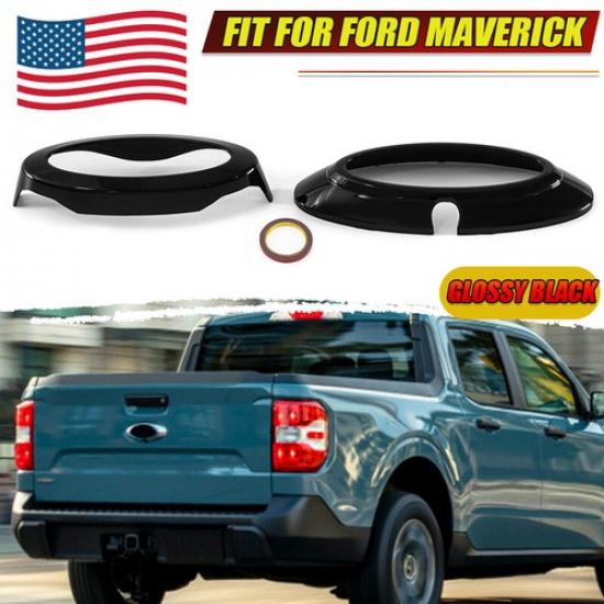 Gloss Black Front+Rear Logo Emblem Badge Ring Cover Trim For Ford Maverick 2022-