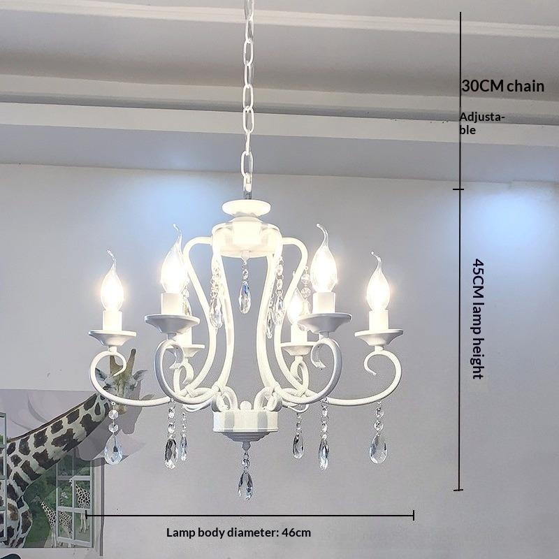 Retro Candle Pendant Light, Living Room Light, Dining Room Bedroom, Simple Rustic Style, Wrought Iron Black Crystal Lighting Fixture