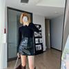 Schlitzte schwarze Röcke für Frauen Frühling Herbst Sexy Krokodilmuster Hohe Taille Hüftlederröcke Mode Hotties Kleidung
