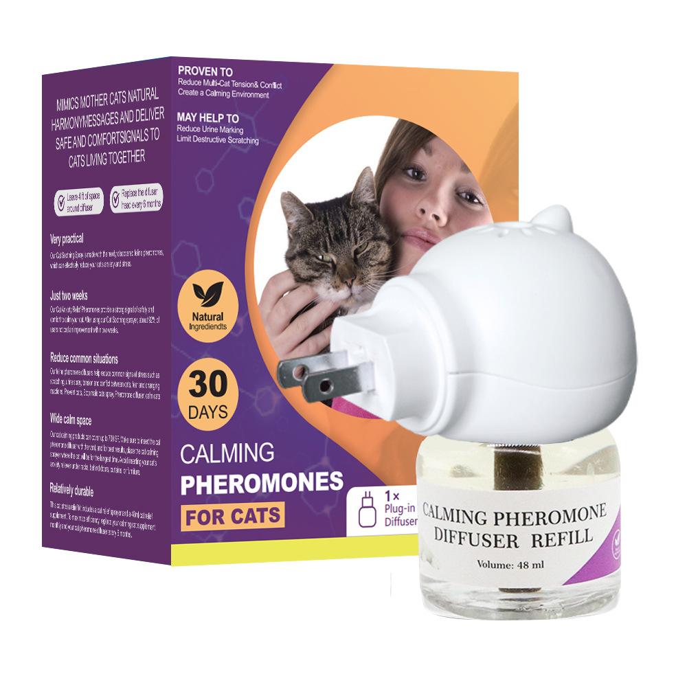 Pheromone Diffuser for Cats Cat Pheromone Plug-In Relaxants Start Kit 30-Day Refill Calming Spray for Calm Relaxing Home Indoor