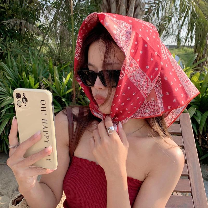 70*70cm Cotton And Linen Handkerchief Small Hair Scarf For Women Cute Plain Bag Scarfs Female Fashion Print Scarves For Women