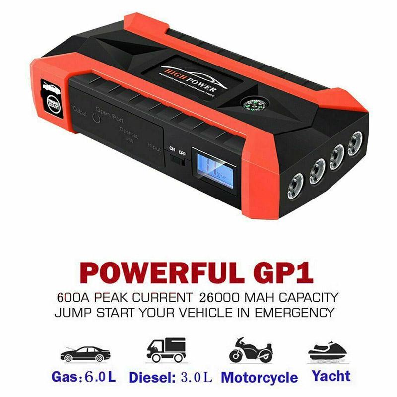 4-in-1 89800mAh 12V Power Assisted Starting Vehicle Emergency Starter Charger Booster Battery Pack