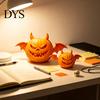 Pumpkin Demon Figurine 2Pcs 3D Printed Figurine, Devil Statue with Bat Table Centerpiece Wings & Horns, Spooky Sculpture for Halloween Party