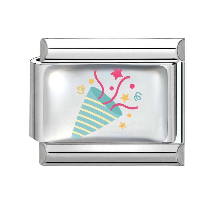Y2K Colorful Charm Sun Leopard Heart Star Ball Fruit Flower Italian Charm Links Fit 9MM Stainless Steel Bracelet DIY Making Gift