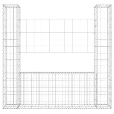 U Shaped Gabion Basket with 2 Posts Iron 140 X 20 X 150 Cm
