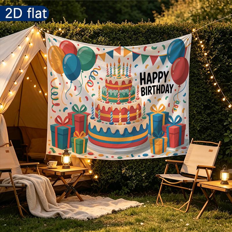 Colorful Balloon Party Backdrop 1pc - Polyester Party Decor
