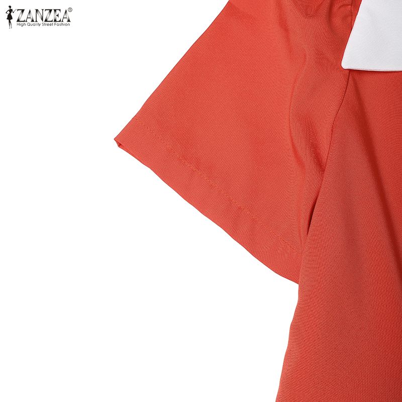 ZANZEA Abito estivo casual da donna con colletto rovesciato e maniche corte