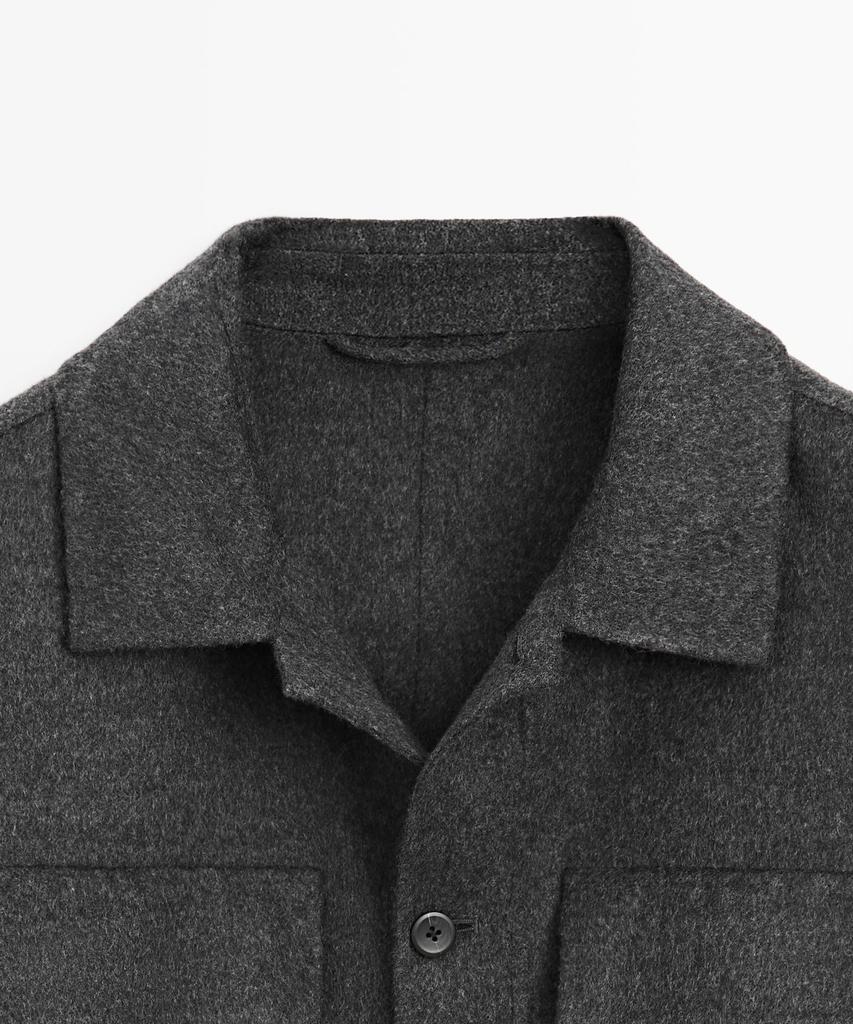 Massimo Dutti Wool Blend Overshirt With Pocket Details