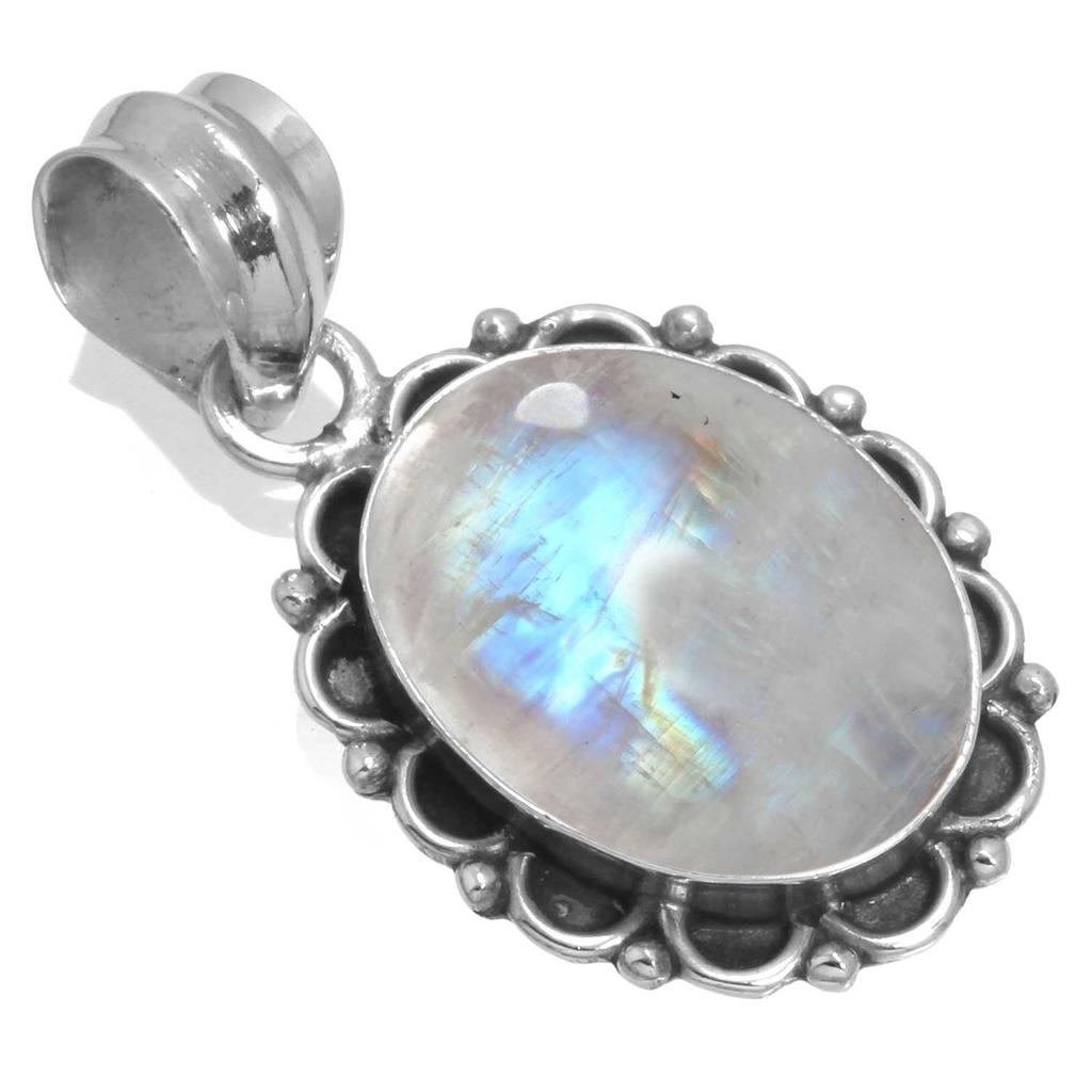 925 Sterlingsilber Anhänger Damen Edelstein Handgefertigter Schmuck Ostergeschenk Malachit Mondstein Rosenquarz Roter Stein Rauchtopas Tigerauge Mode