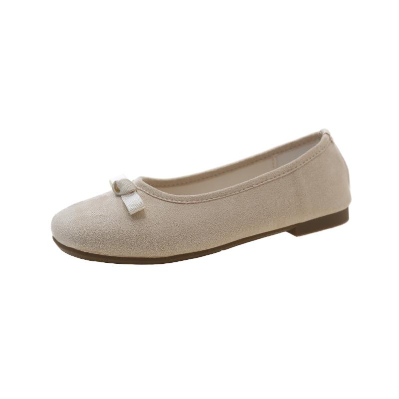 Fashion Elegant Bowknot Ballerina Women Flats Round Toe Comfort Slip-On Ladies Loafers Suede Single Mules Shoes for Woman Mary Janes