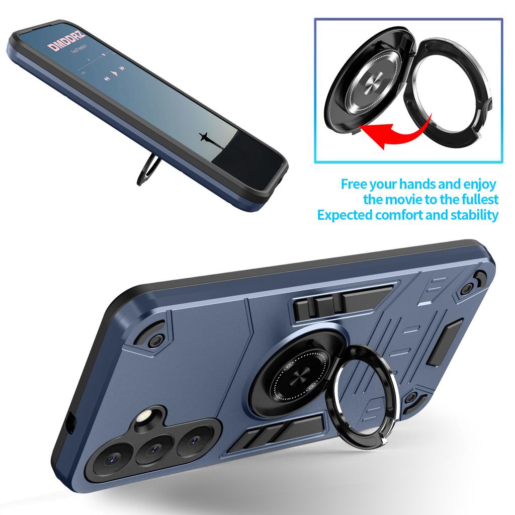 For Samsung Galaxy S25 Case with Ring Holder Kickstand PC + TPU Anti-Fall Phone Cover