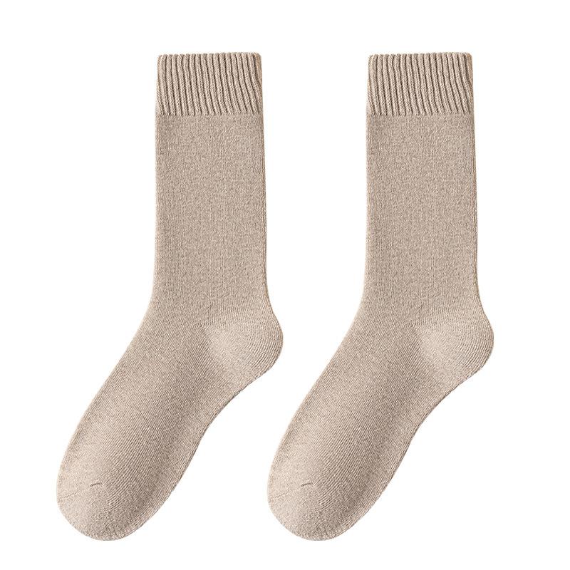 Men's Autumn and Winter New Thick Plus Fluff Ring Deodorizing Solid Color Tube Stack Socks