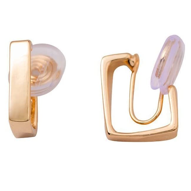 

with silicone Miyabi Grace Women s earrings, painless, popular, square, gold, hoop, small, pads, non-pierced earrings, formal, spiral, small, elegant,