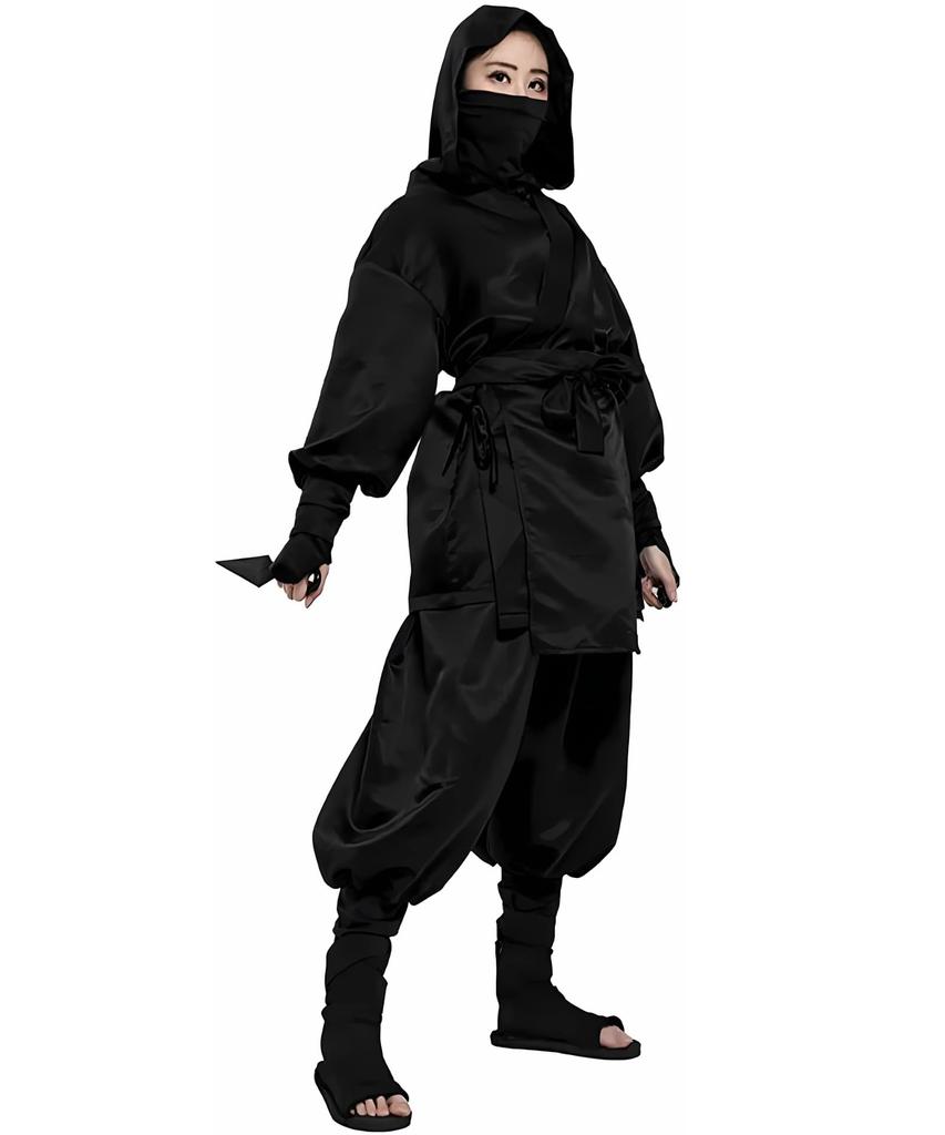 Bubu Ohana Ninja Cosplay Ninja Black Size Costume, 6-Piece Set, Halloween, Party, Event, Costume, Adult, Unisex, Outfit, (Black, XL)
