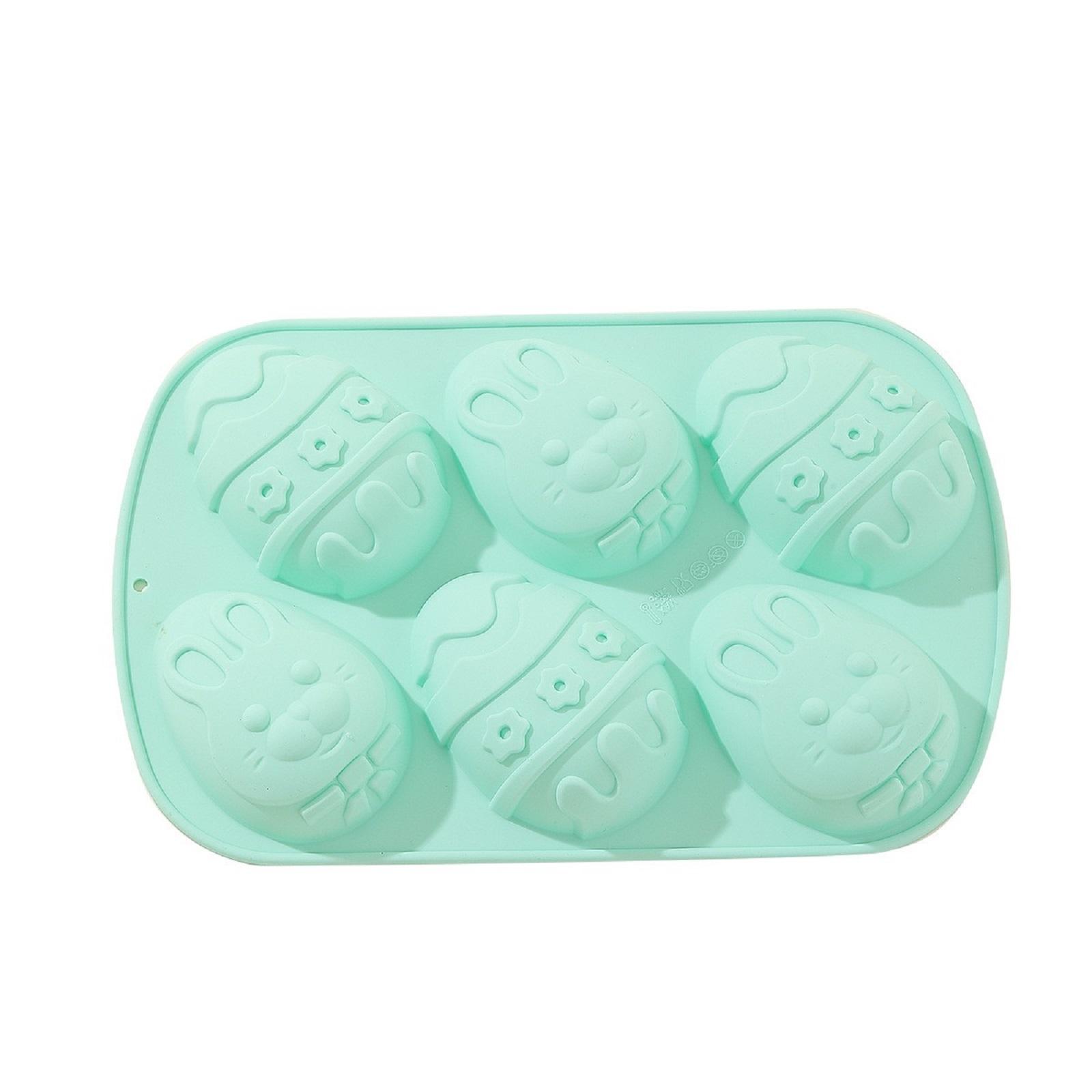 Silicone Easter Egg Mold With 2 Different Patterns, Suitable For Baking Chocolate, 6 Hole Ice Baking Tray, Used For Making Cakes And Desserts, циан